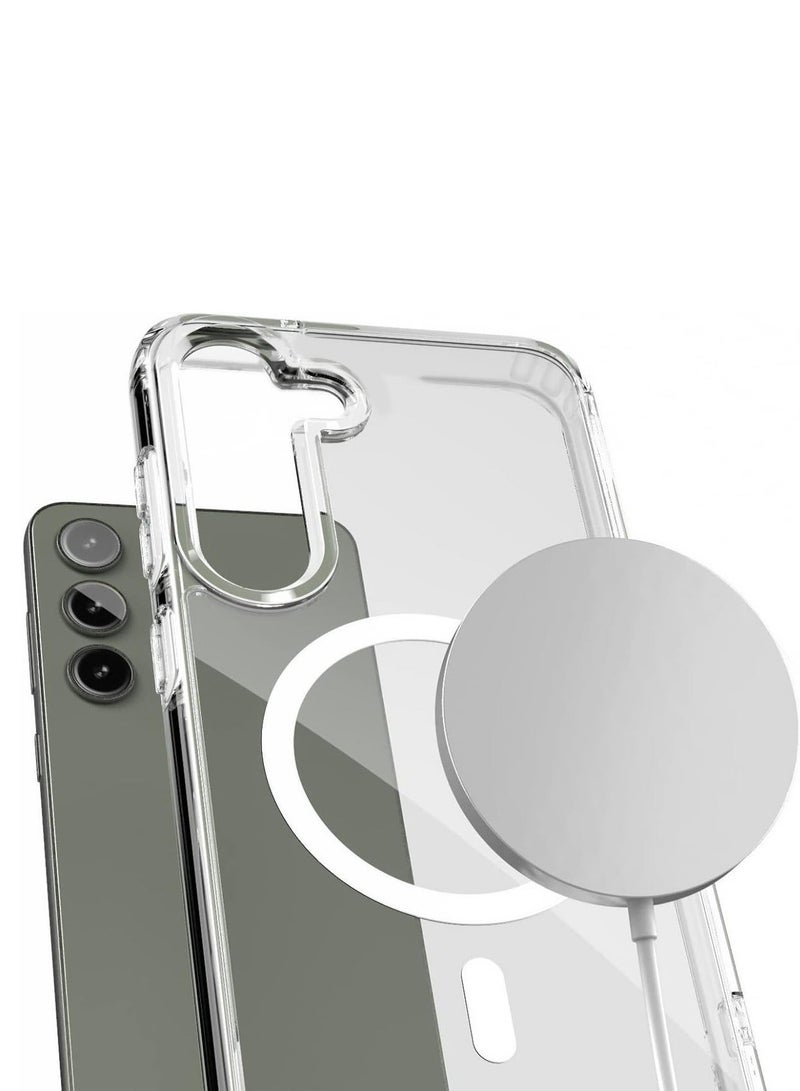 دبليو تيك حافظة مغناطيسية رفيعة شفافة مرنة من مادة TPU مضادة للصدمات Magsafe حافظة هاتف خلفية لهاتف سامسونج جالاكسي S23 FE 5G 2023 شفاف - Image 1